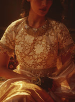 Load image into Gallery viewer, Gold Tissue Sari Paired with Floral Brocade Blouse – Blouse