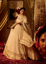 White & Gold Chikankari Lehenga Set