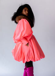 Coral Tafetta Balloon  Dress