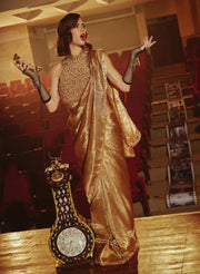 Gold Silk Sari & Tassel Blouse