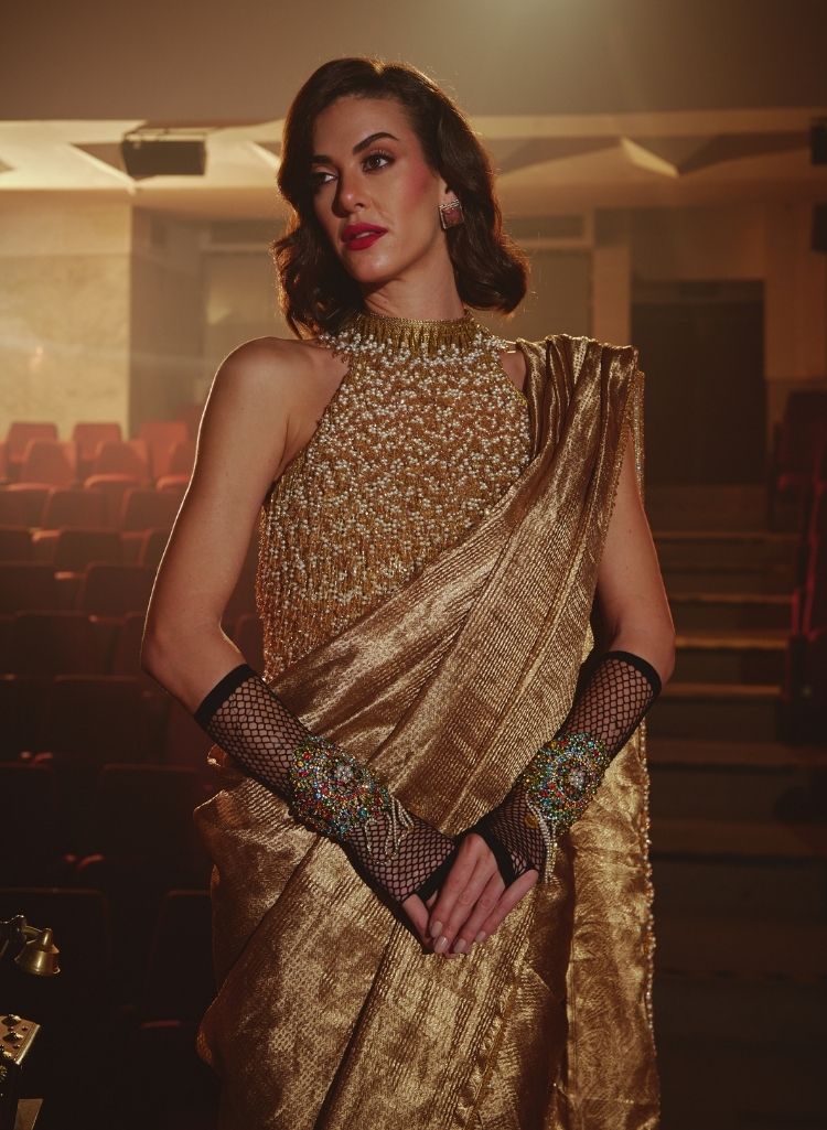 Gold Silk Sari & Tassel Blouse – Sari