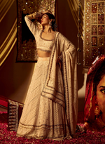 Load image into Gallery viewer, White &amp; Gold Chikankari Lehenga Set

