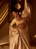 Load image into Gallery viewer, Gold Beaded Cutwork Lehenga Set
