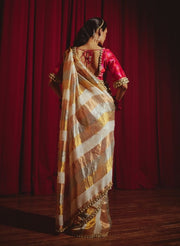 Metallic Striped Sari with Banarasi Blouse – Blouse