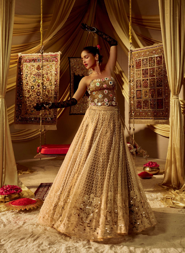 Embellished Corset & Beaded Lehenga Set